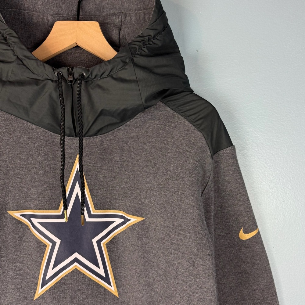 Nike Mens XXL Gray Dallas Cowboys NFL Fleece Pullover Hoodie Sweatshirt Pocket